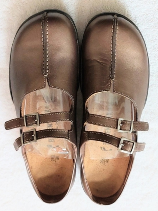 Birkenstock Shoes - Birkenstock double-strap Mary-Jane metallic bronze brown flats EU40 = US9 = UK7